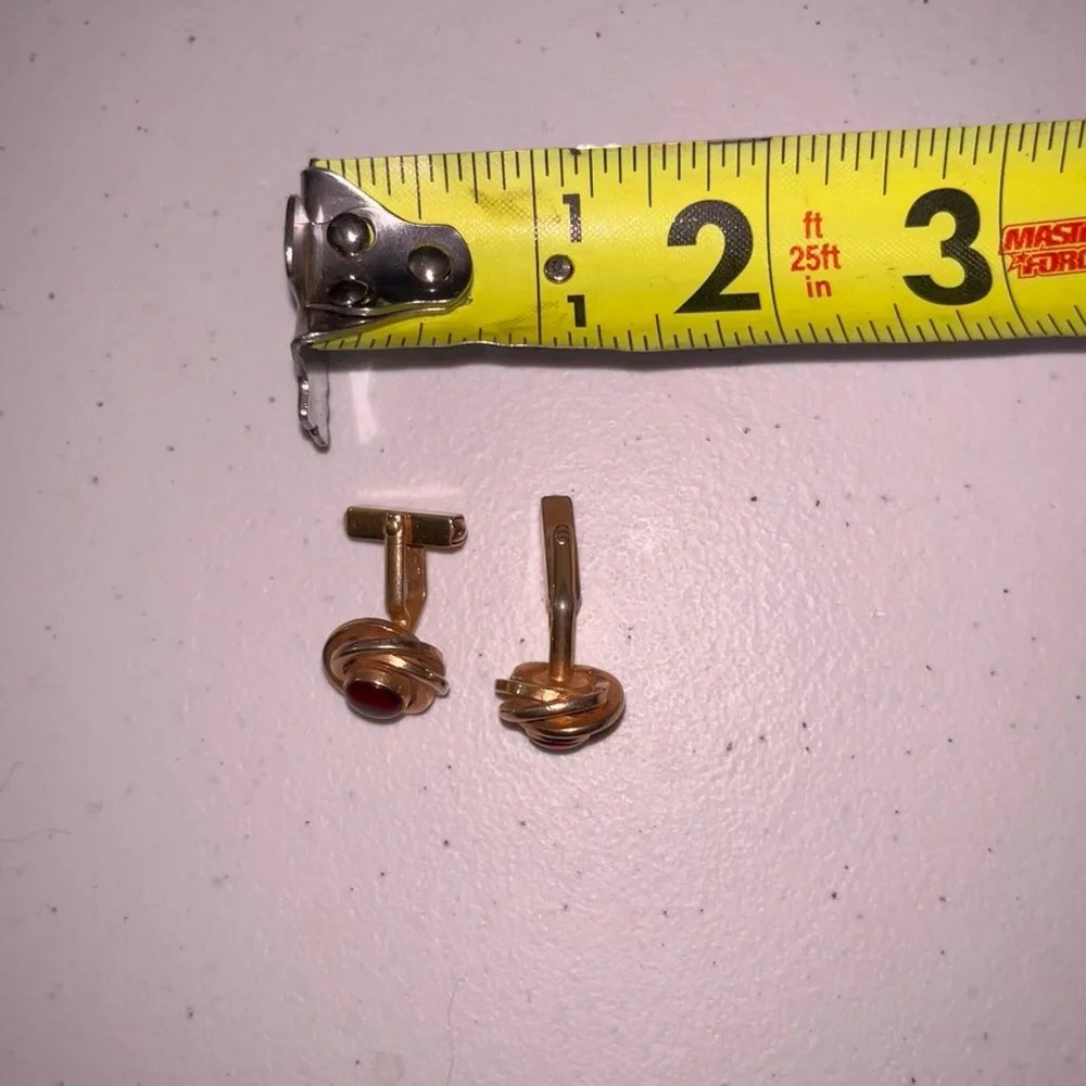 NIBag Vintage Swank Ruby / Garnet Jeweled Gold Cuff Links